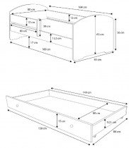 ADRK Furniture - Dječji krevet Pepe II s dodatnim ležajem - 80x160 cm s ogradom
