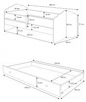ADRK Furniture - Dječji krevet Casimo II s dodatnim ležajem - 80x160 cm