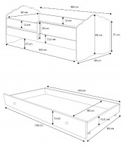 ADRK Furniture - Dječji krevet Casimo II s dodatnim ležajem - 80x160 cm