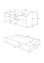 ADRK Furniture - Dječji krevet Casimo II grafika s dodatnim ležajem - 80x160 cm s ogradom