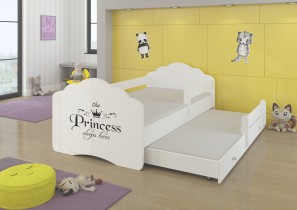 ADRK Furniture - Dječji krevet Casimo II grafika s dodatnim ležajem - 80x160 cm s ogradom