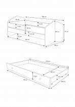 ADRK Furniture - Dječji krevet Casimo II s dodatnim ležajem - 80x160 cm s ogradom