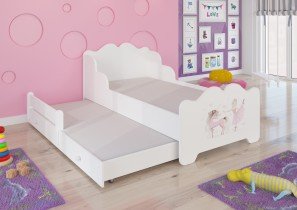 ADRK Furniture - Dječji krevet Ximena s motivom i dodatnim ležajem - 80x160 cm