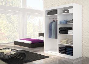ADRK Furniture - Ormar s kliznim vratima Bianco 150x200x58 cm - LED
