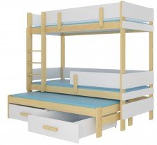 ADRK Furniture - Krevet na kat Etapo 80x180 cm s dodatnim ležajem - bor/bijela