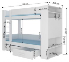 ADRK Furniture - Krevet na kat Garet 90x200 cm