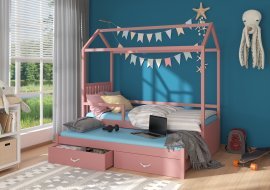 ADRK Furniture - Dječji krevet Jonaszek s zaštitnom ogradom - 90x200 cm 