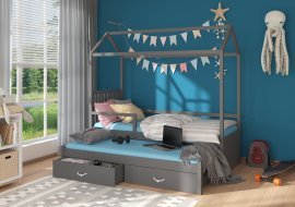 ADRK Furniture - Dječji krevet Jonaszek s zaštitnom ogradom - 90x200 cm 