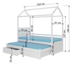 ADRK Furniture - Dječji krevet Jonaszek s zaštitnom ogradom - 90x200 cm - naravni borovina 