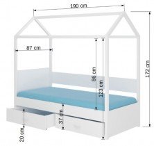 ADRK Furniture - Dječji krevet Otello - 80x190 cm - bor/bijela 