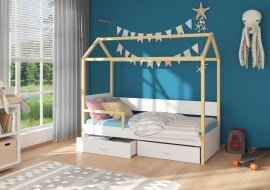 Dječji krevet Otello s zaštitnom ogradom - 90x200 cm - borovina/bijelaa  