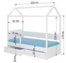 ADRK Furniture - Dječji krevet Otello s zaštitnom ogradom - 90x200 cm - borovina/bijelaa  