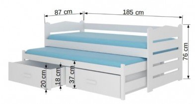 ADRK Furniture - Dječji krevet Tiarro - 80x180 cm - bor/bijela