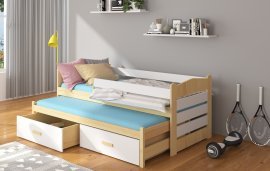 ADRK Furniture - Dječji krevet Tiarro s zaštitnom ogradom - 80x180 cm - bor/bijela