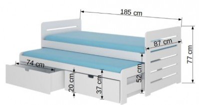 ADRK Furniture - Dječji krevet Tomi - 80x180 cm