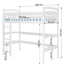 ADRK Furniture - Krevet na kat Miago - 90x200 cm - bor