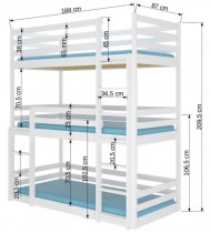 ADRK Furniture - Krevet na kat Tedro - 80x180 cm - bor