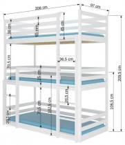 ADRK Furniture - Krevet na kat Tedro - 90x200 cm - bor