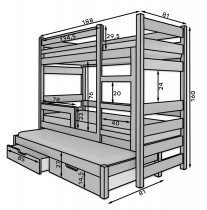 ADRK Furniture - Krevet na kat Karlo - 80x180 cm 