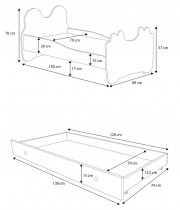 ADRK Furniture - Dječji krevet Medvjedić s ladicom - 70x140 cm