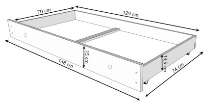 ADRK Furniture - Dječji krevet Casimo grafika sa zaštitnom ogradicom i ladicom - 70x140 cm