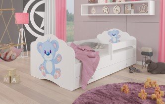 ADRK Furniture - Dječji krevet Casimo grafika sa zaštitnom ogradicom i ladicom - 80x160 cm