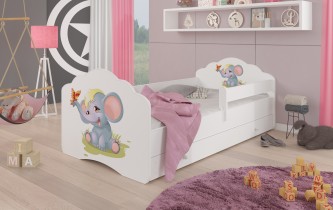 ADRK Furniture - Dječji krevet Casimo grafika sa zaštitnom ogradicom i ladicom - 70x140 cm