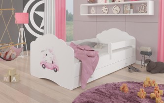 ADRK Furniture - Dječji krevet Casimo grafika sa zaštitnom ogradicom i ladicom - 70x140 cm