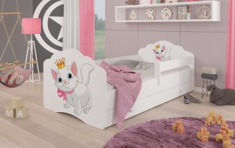 ADRK Furniture - Dječji krevet Casimo grafika sa zaštitnom ogradicom i ladicom - 70x140 cm