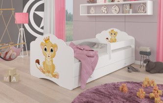 ADRK Furniture - Dječji krevet Casimo grafika sa zaštitnom ogradicom i ladicom - 70x140 cm
