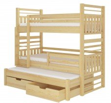 ADRK Furniture - Krevet na kat Hippo s dodatnim ležajem - 80x180 cm - borovina