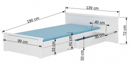 ADRK Furniture - Dječji krevet Aldex s policom - 80x180 cm