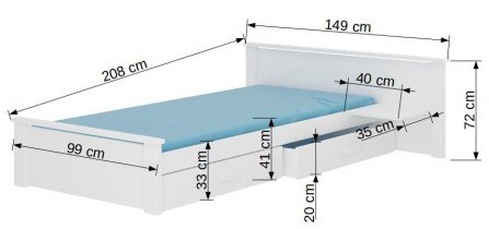 ADRK Furniture - Dječji krevet Aldex s policom - 90x200 cm