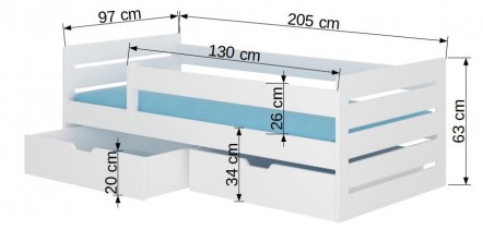 ADRK Furniture - Dječji krevet Bemma - 90x200 cm