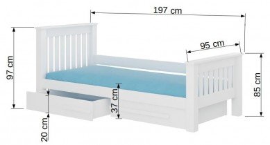 ADRK Furniture - Dječji krevet Carmel - 80x180 cm - borovina