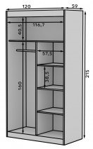 ADRK Furniture - Ormar s kliznim vratima Esti - 120 cm - antracit