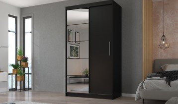 ADRK Furniture - Ormar s kliznim vratima Esti - 120 cm - crna