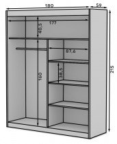 ADRK Furniture - Ormar s kliznim vratima Esti - 180 cm - murano