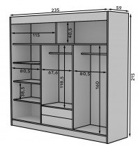 ADRK Furniture - Ormar s kliznim vratima Erwin - 235 cm - antracit