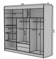 ADRK Furniture - Ormar s kliznim vratima Erwin - 235 cm - crna