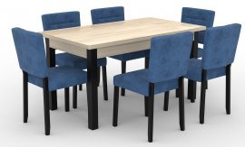 ADRK Furniture - Blagovaonski set Rodos 80 - crna, sonoma, plava