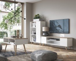 ADRK Furniture - Stolić za dnevni boravak Sana - bijela/sonoma