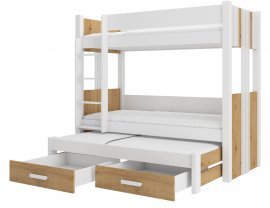 ADRK Furniture - Krevet na kat Artema - 80x180 cm - bijela/artisan