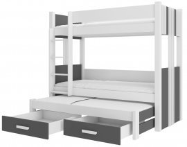 ADRK Furniture - Krevet na kat Artema - 80x180 cm - bijela/antracit