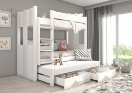ADRK Furniture - Krevet na kat Artema - 80x180 cm - bijela