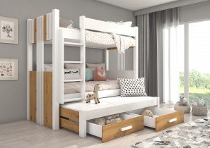 ADRK Furniture - Krevet na kat Artema - 90x200 cm - bijela/artisan