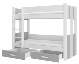 ADRK Furniture - Krevet na kat Arta - 80x180 cm - bijela/siva