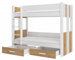 ADRK Furniture - Krevet na kat Arta - 90x200 cm - bijela/artisan