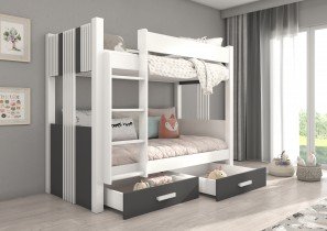 ADRK Furniture - Krevet na kat Arta - 90x200 cm - bijela/antracit