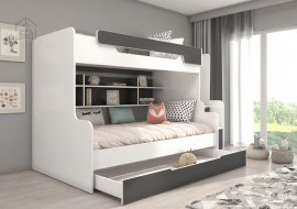 ADRK Furniture - Krevet na kat Harell - 90x200 cm - bijela/graphite